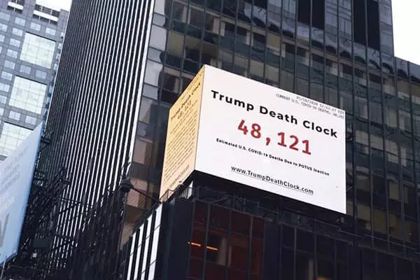 뉴욕 타임스스퀘어에 ‘트럼프 죽음의 시계’