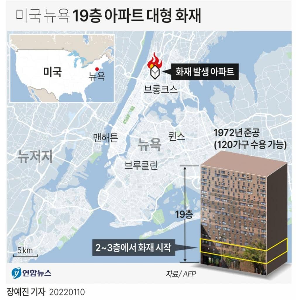 [그래픽] 뉴욕 19층 아파트 대형 화재(서울=연합뉴스) 장예진 기자 
