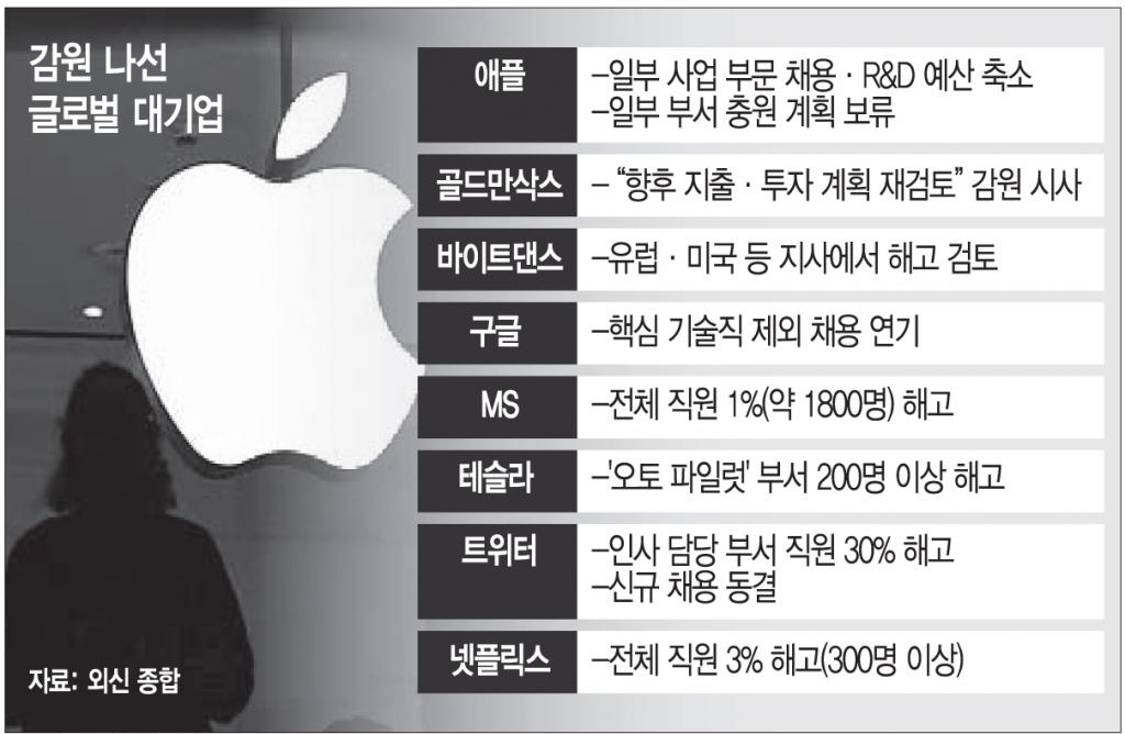 애플·골드만삭스마저 ‘감원’ 칼바람… 경제 전망 “시계제로”