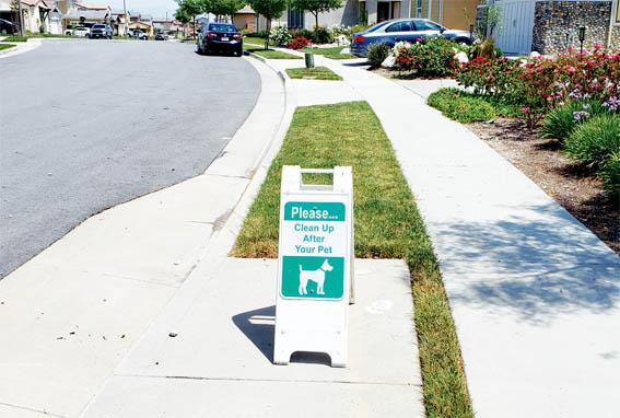 애완동물의 배설물을 수거하라는 표지판이 한 주택 단지 내 도로에 설치되어 있다.			          <준 최 객원기자>