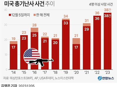 올해 미국 총기난사 38건 역대 최다…197명 희생