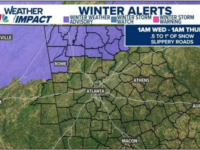 내일 애틀랜타 눈비∙∙∙조지아 북부엔 눈