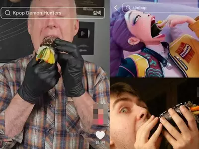 '케데헌' 인기 타고 '김밥 한입에 먹기' 챌린지