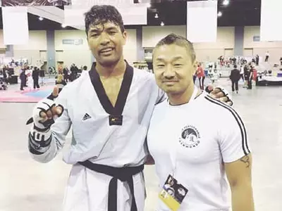 한인 부자,  태권도 국가대표에