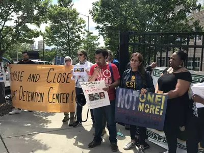 〈사진〉인권단체 "이민구치소 폐쇄" 촉구시위