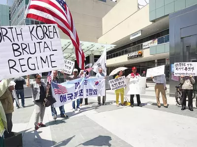 〈사진〉‘웜비어 사망 북한 규탄’ 집회