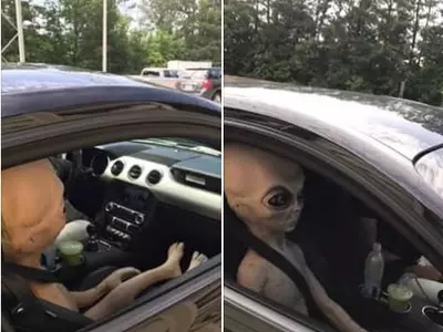 〈사진〉 헉! 교통위반 차량 세워보니 외계인이...