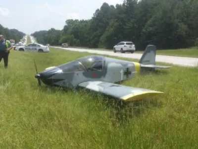 〈사진〉 귀넷 도로에 나치 전투기 착륙 소동