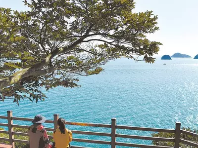 바다 품은 언덕 위 하얀집 넘실대는 햇살에 넋을 잃다
