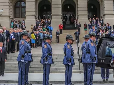 〈사진〉밀러 전 주지사 장례식 거행...전직 대통령 3명 참석