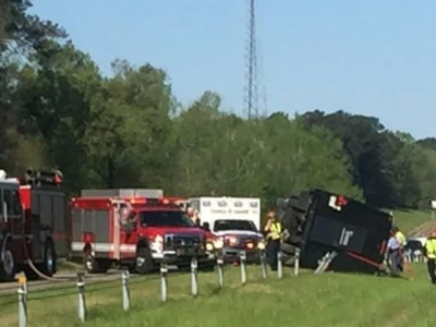 '매스터스' 가던 관광버스 전복...다수 부상