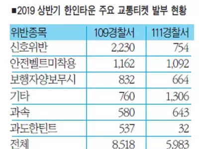 한인타운 최다 교통티켓은 ‘신호 위반’