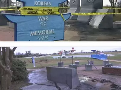 앨라배마 한국전 참전비, 돌진 차량에 파손