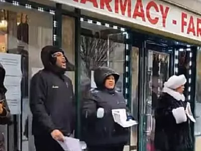 흑인주민들, 용커스 뷰티서플라이업소 앞 시위