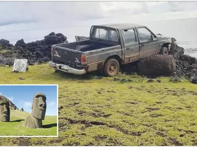 7대 불가사의 ‘모아이 석상’ 돌진 트럭에 파손