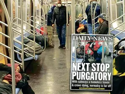 “코로나19에 갈 데가 없다 뉴욕 지하철 노숙자 천국”