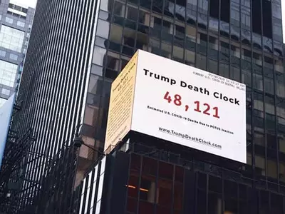 뉴욕 타임스스퀘어에 ‘트럼프 죽음의 시계’