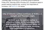 애틀랜타시, 향후 5일간 통행금지령 연장