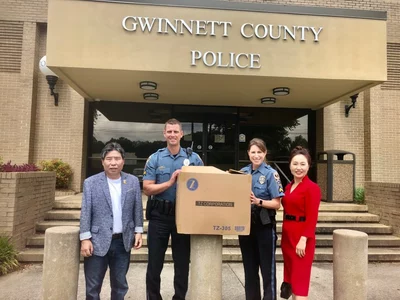 〈사진〉안보협 등 귀넷경찰서 본부에 도시락 전달