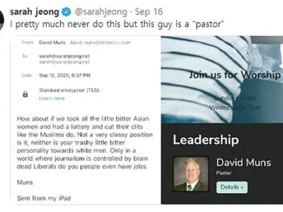백인 목사, 한인 여기자에게“거세해줄까”파문