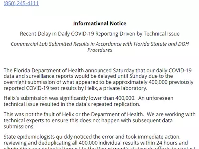〈플로리다〉 보건국, 기술 오류로 코로나 현황 보고 지연