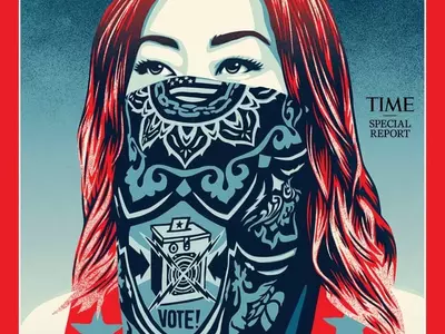 타임, 97년만에 표지서 로고 'TIME' 대신 'VOTE'