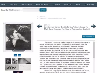 존 레넌 피살 5시간 전 범인에 직접 사인해 준 앨범 경매에