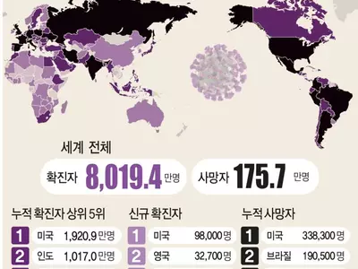 코로나19 확진자 8,000만명 넘어…'세계인구 1% 감염'