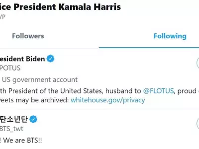 방탄소년단 팔로잉한 해리스 부통령…'팬 인증' 온라인 들썩