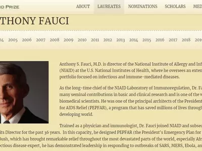 '과학을 지킨 용기' 파우치 소장, 올해 댄 데이비드 상 수상