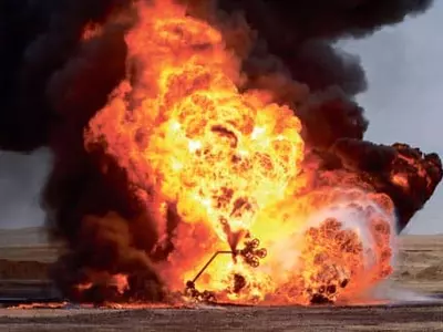 IS 공격 받아 화염 치솟는 이라크 유전