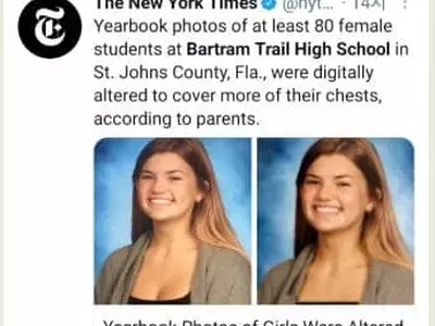 고교 졸업앨범 여학생 사진에 옷 덧입힌 포토샵 논란