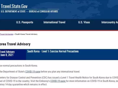 "한국 여행경보 1단계로 완화…코로나 수준 낮다"