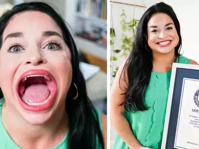 '세계에서 가장 큰 입을 가진 여성' 기네스북 등재