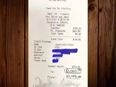 144달러 식사 후 1만달러 팁