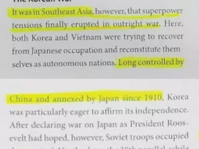 “동남아에 속한 한국은 중국의 속국이었다”