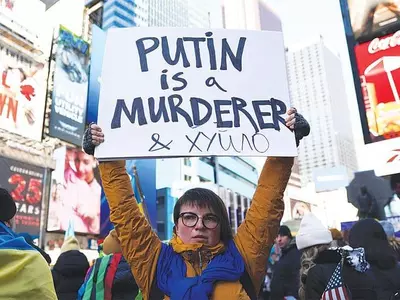 “푸틴은 살인자” 뉴욕서 대규모 규탄시위