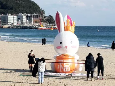 새해는 계묘년 토끼해, 해운대에 토끼조형물 등장