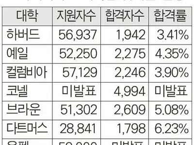 아이비리그 여전히 바늘구멍
