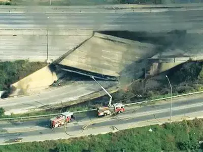 유조차 폭발·화재로 I-95 Fwy 상판 붕괴