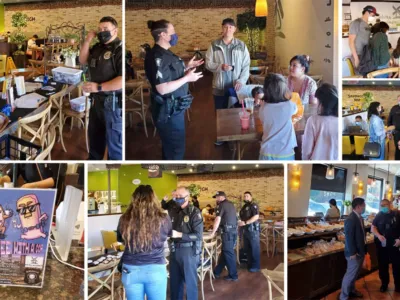 한인범죄예방위 도라빌 경찰과 '커피 타임'