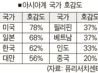 미국 내 아시아계, 한국에 대한 선호도 높다