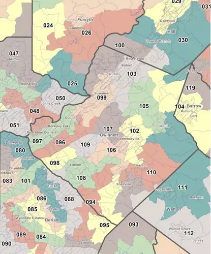 새로 조정된 귀넷카운티 선거구 지도안. <사진=조지아 주의회>