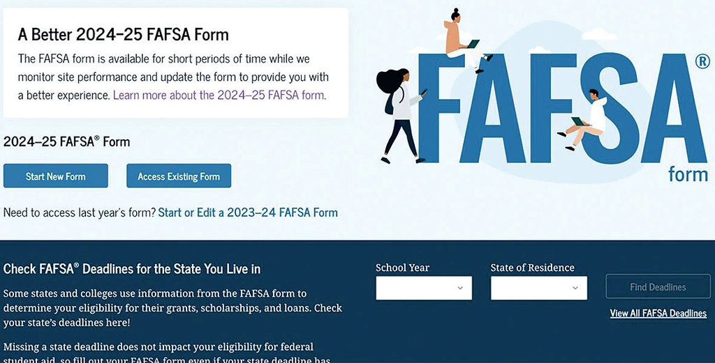 새롭게 바뀐 연방 정부의 FAFSA 신청 사이트. <studentaid.gov>