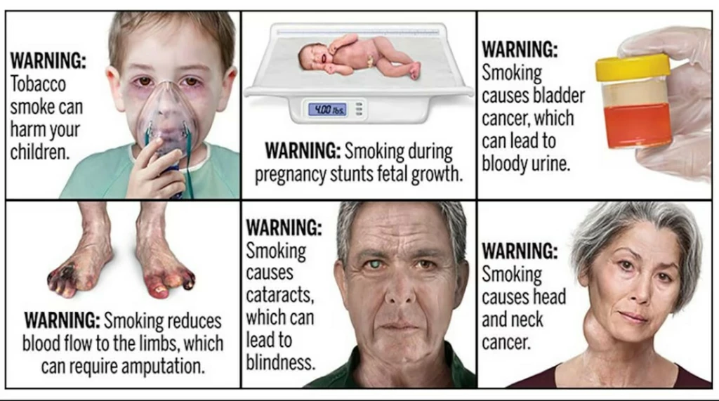 FDA가 제시한 그래픽 형태의 담배 새 경고문 일부.<사진=FDA 웹사이트캡쳐>