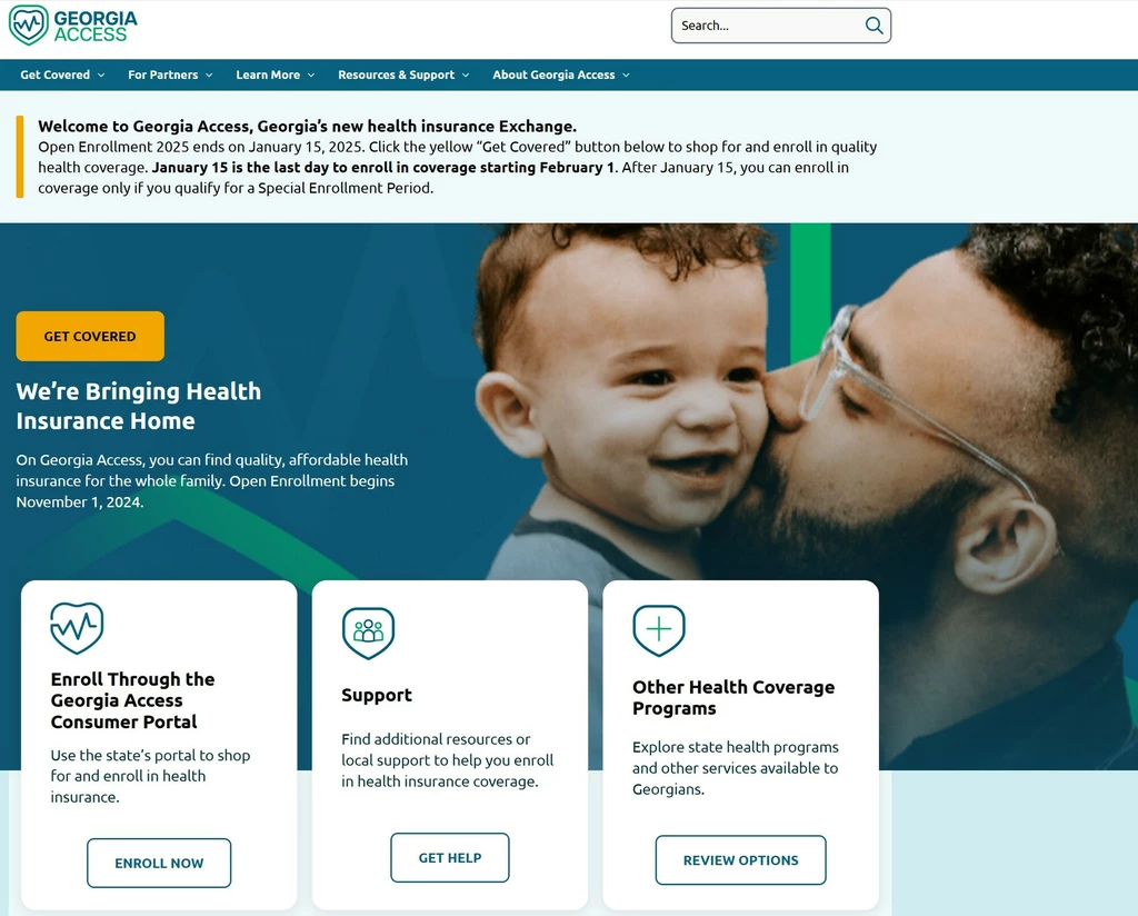 조지아 정부가 지난해부터 오바마케어를 자체적으로 운영해 오고 있다. 조지아정부가  운영하고 있는  조지아 액세스 웹사이트 메인 화면.