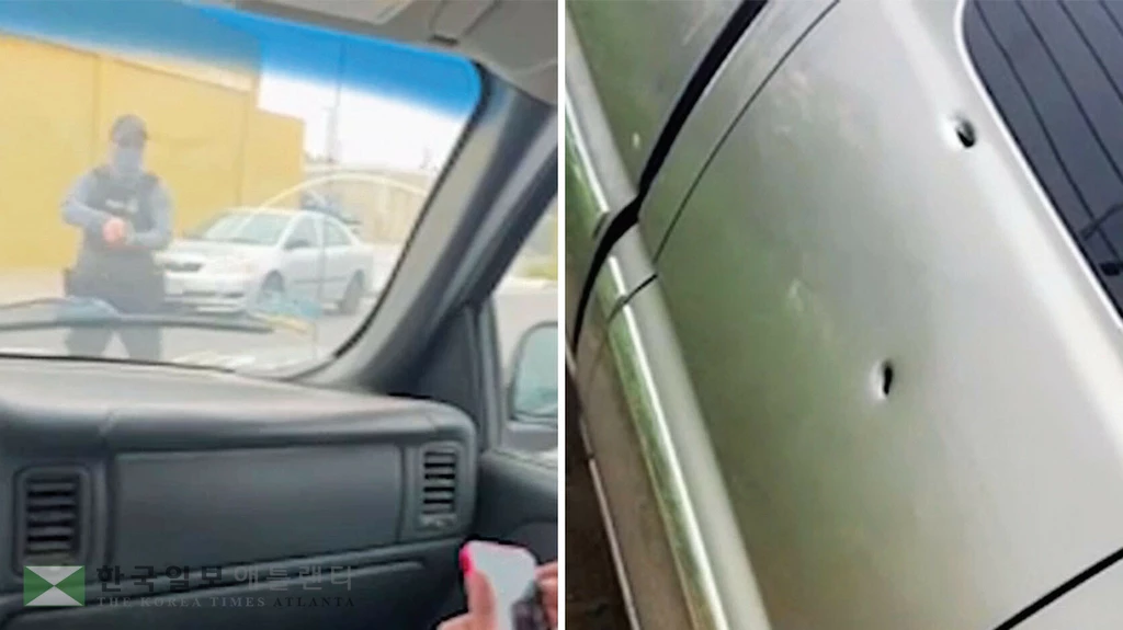 샌버나디노에서 CBP 요원들에 단속 당한 이민자 가족이 찍은 동영상 장면. 차량에 총탄 구멍이 선명하게 나 있다. <ABC>