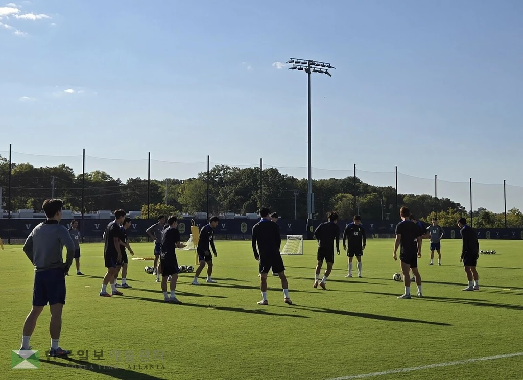 테네시주 내슈빌에서 훈련하는 축구 대표팀[촬영 최송아]
