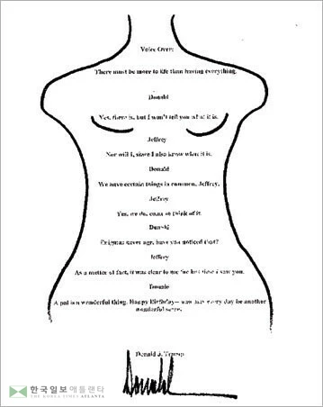  ‘엡스타인 생일책‘에 포함된 도널드 트럼프 명의의 축하편지. [로이터]