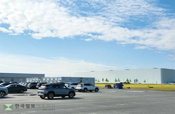 조지아주의 현대차그룹-LG에너지솔루션 합작 배터리 공장 전경. <연합>